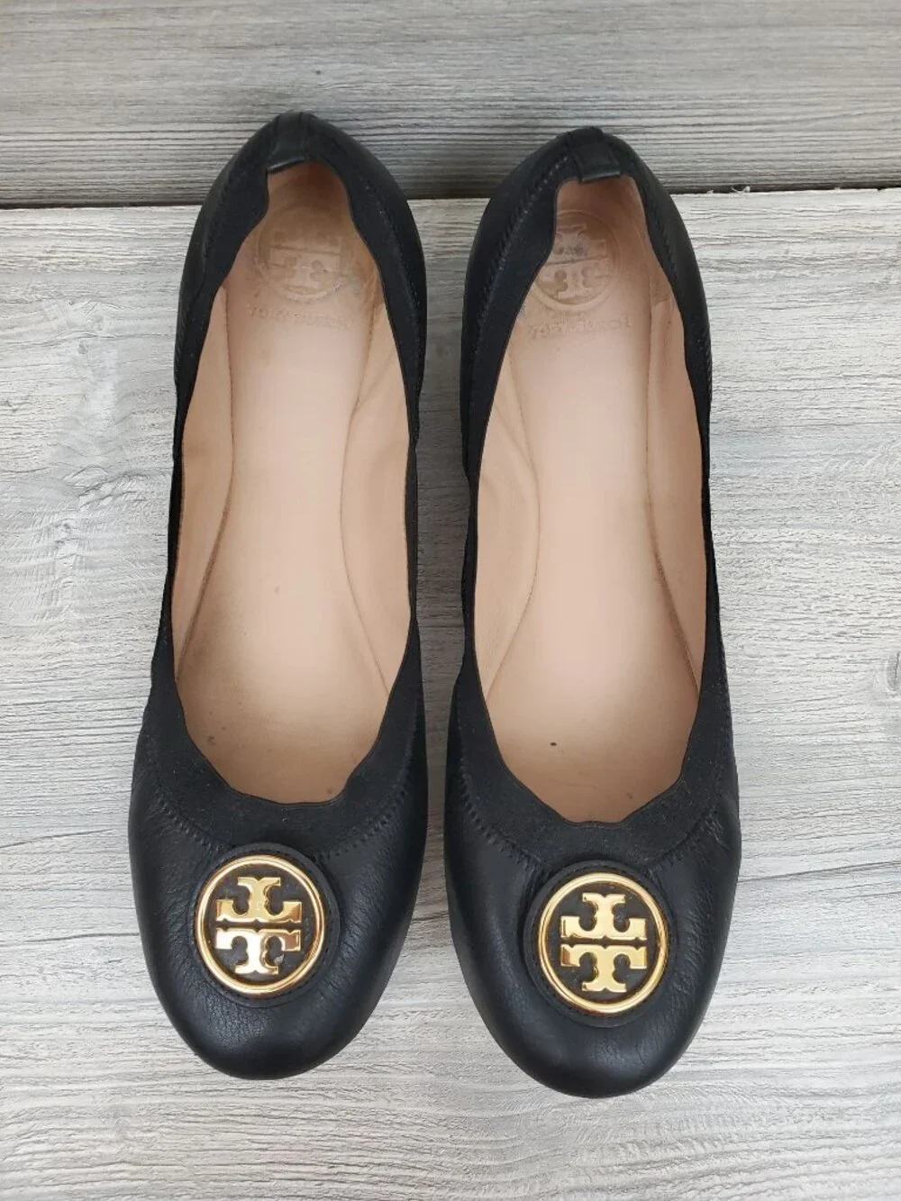 Tory Burch Caroline 2 ballet flats in black; size 11M